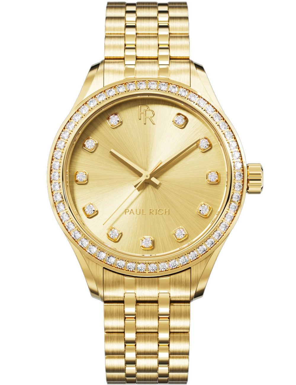 Paul Rich Crystelle Quartz PR-45276 32mm 5 ATM Golden Dial Women's Watch