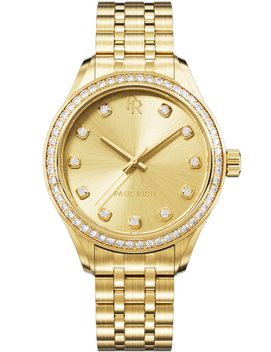 Paul Rich Crystelle Quartz PR-45276 32mm 5 ATM Golden Dial Women's Watch