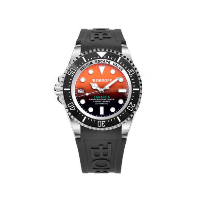 Bobroff Tabarca Auto 1000m Orange Rubber Men's Watch