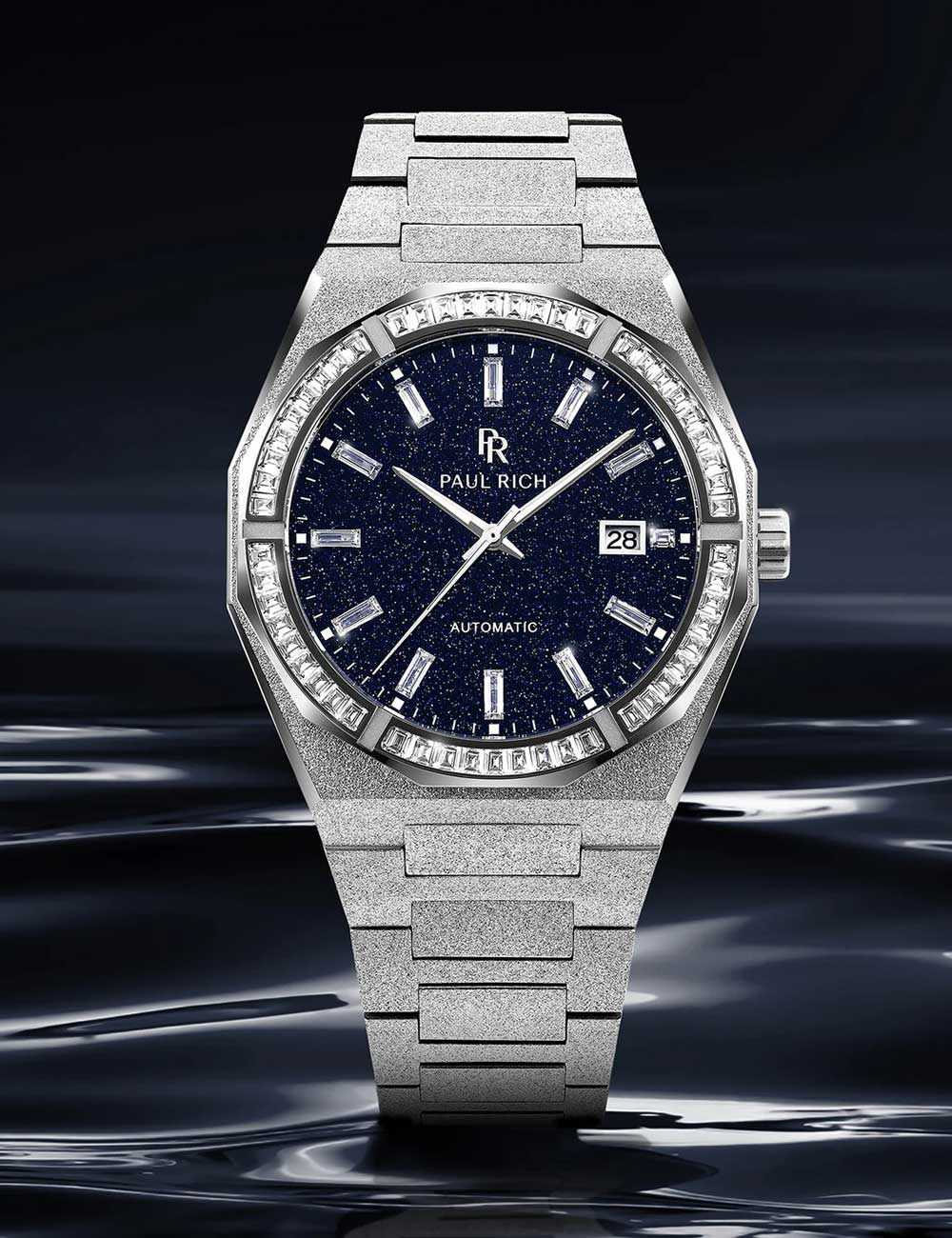 Paul Rich Moissanite Frosted Star Dust II Silver Quartz PR-46706 43mm 5 ATM Blue Dial Men's Watch