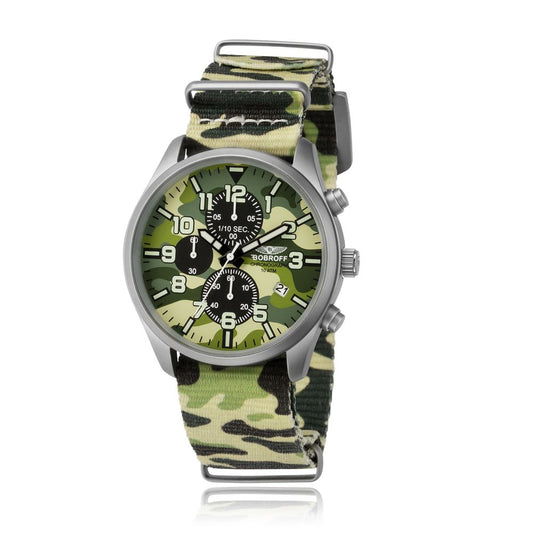 Bobroff Chronograph Camouflage Dial men's watch with 42 mm case