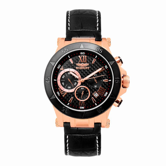 Bobroff Chronograph BF1001M15 Black men's watch with quartz movement