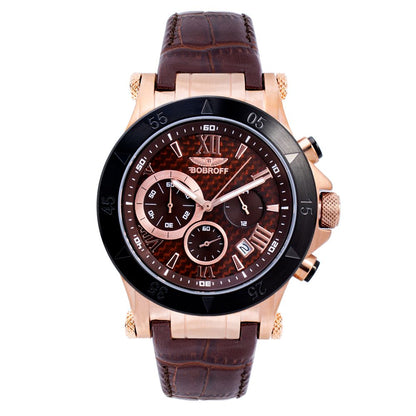 Bobroff Chronograph BF1001M65 men's watch with brown dial