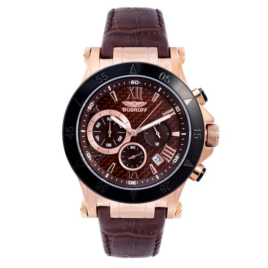 Bobroff Chronograph BF1001M65 men's watch with brown dial