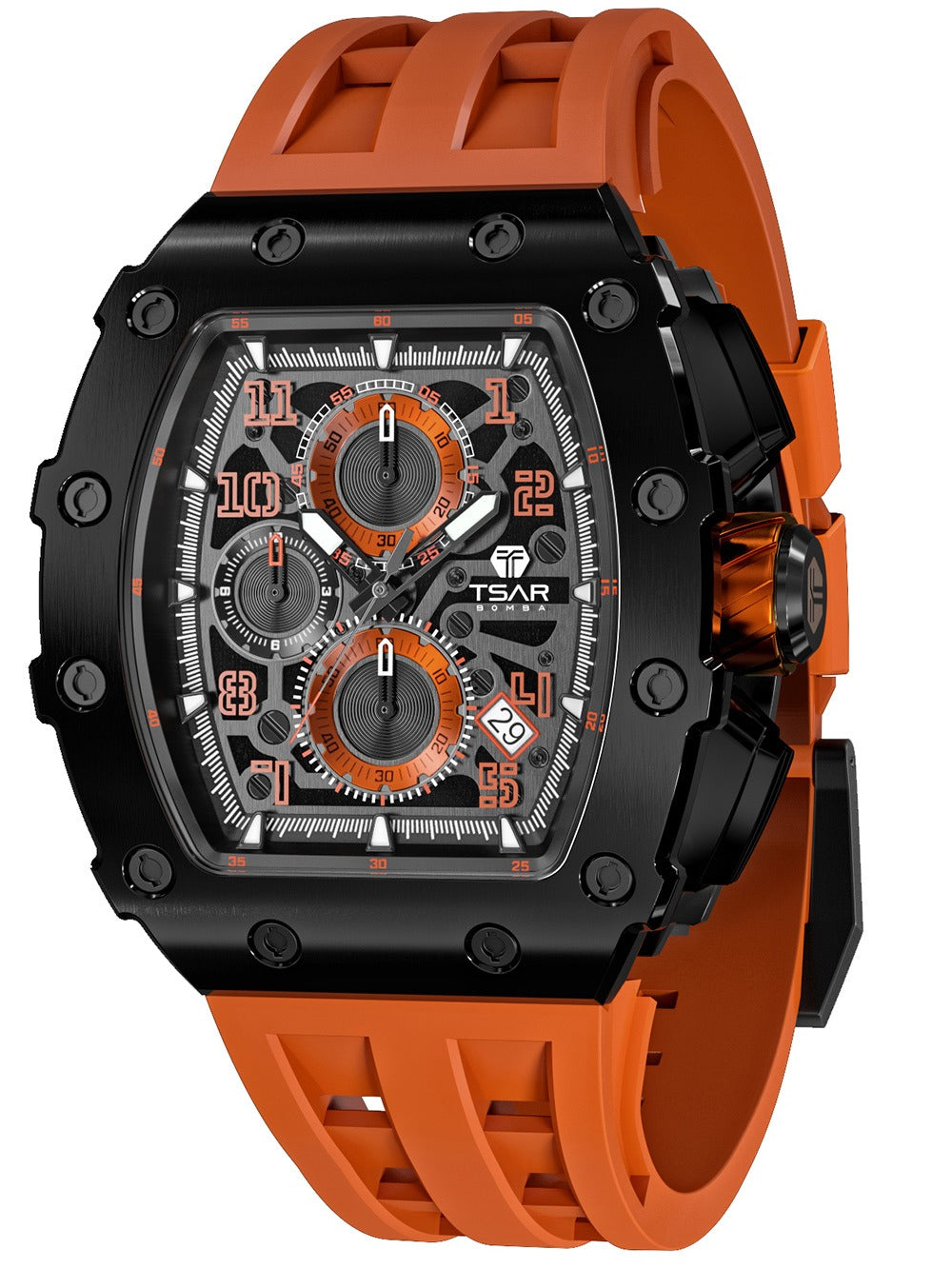 Tsar Bomba Elemental Chrono TB8204Q-12 44mm 5 ATM Orange Dial Men's Watch