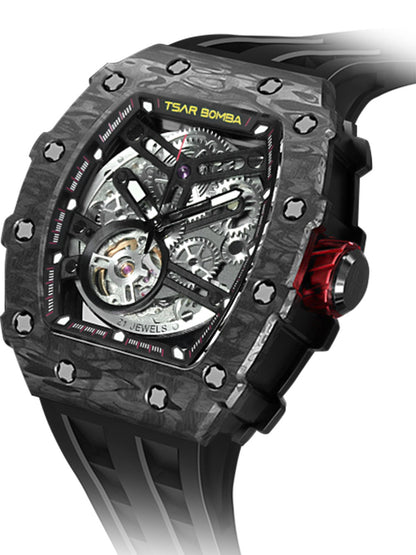 Tsar Bomba Elemental Carbon Fiber Automatic TB8208CF-08 44mm 5 ATM Black Dial Men's Watch
