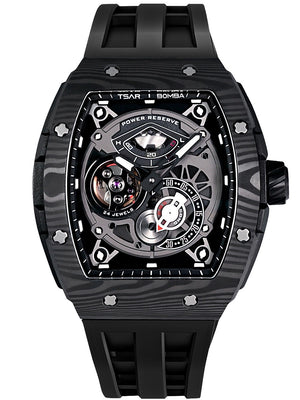 Tsar Bomba Elemental Carbon Fiber Automatic TB8210CF-01 52mm 5 ATM Black Dial Men's Watch