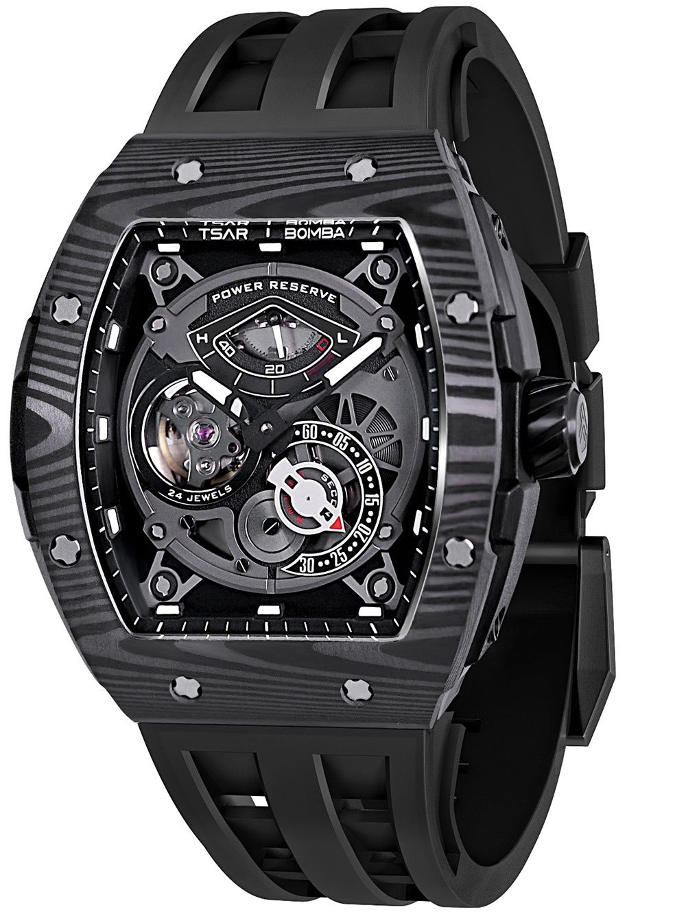 Tsar Bomba Elemental Carbon Fiber Automatic TB8210CF-01 52mm 5 ATM Black Dial Men's Watch