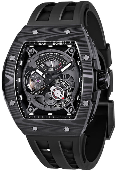 Tsar Bomba Elemental Carbon Fiber Automatic TB8210CF-01 52mm 5 ATM Black Dial Men's Watch