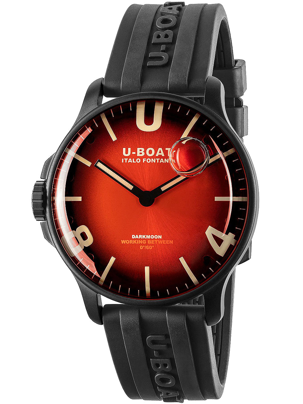 U-Boat Darkmoon Quartz 8697/B 44mm 5 ATM Red Dial Men's Watch