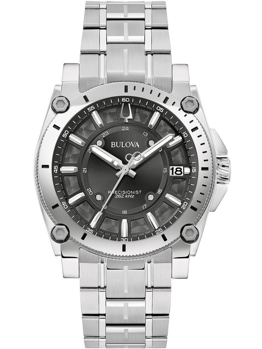 Bulova Luxury Mens Quartz 96B417 40mm 10 ATM Grey, Black Dial Men's Watch