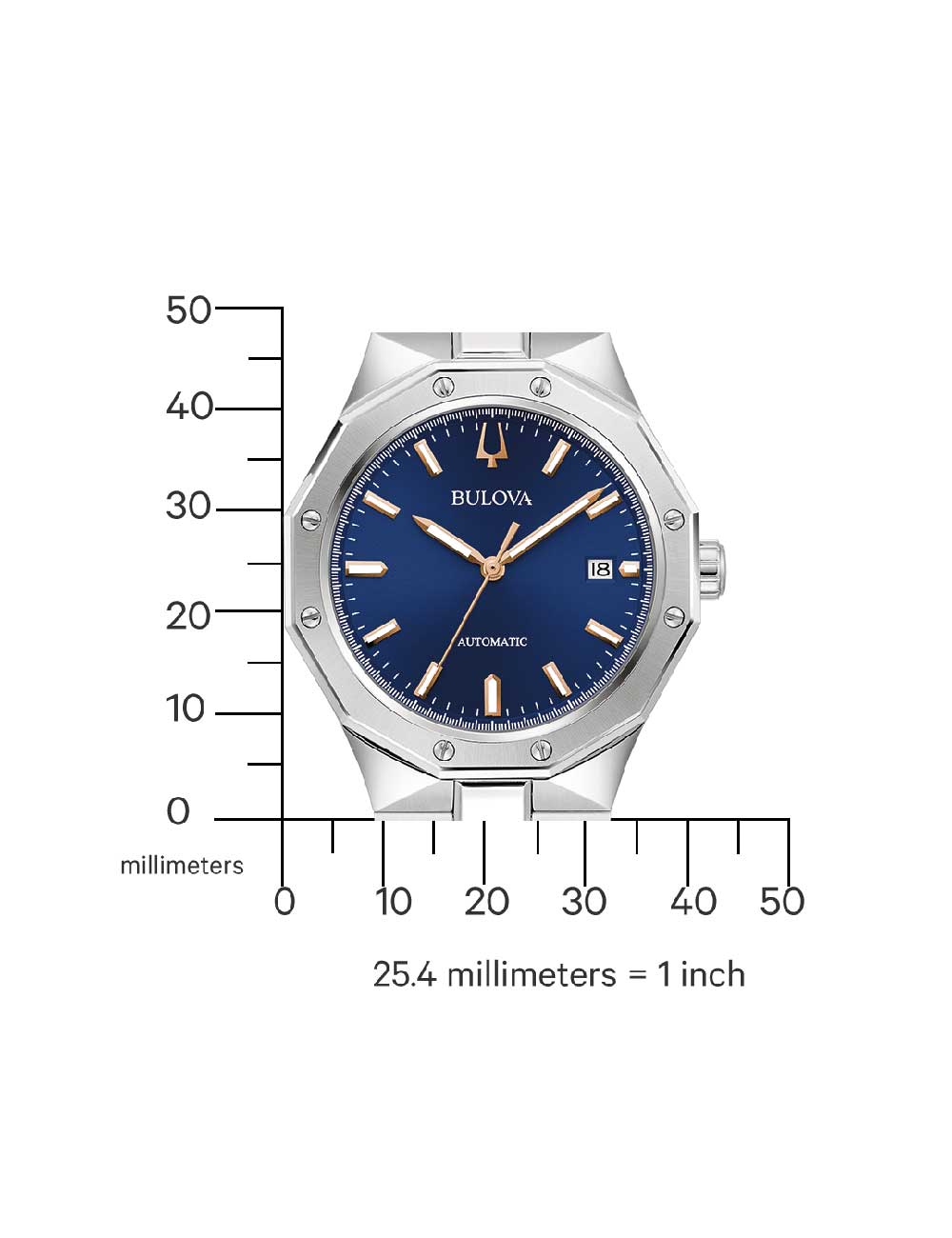 Bulova Classic Automatic 96B463 40mm 10 ATM Blue Dial Men's Watch