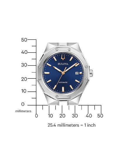 Bulova Classic Automatic 96B463 40mm 10 ATM Blue Dial Men's Watch