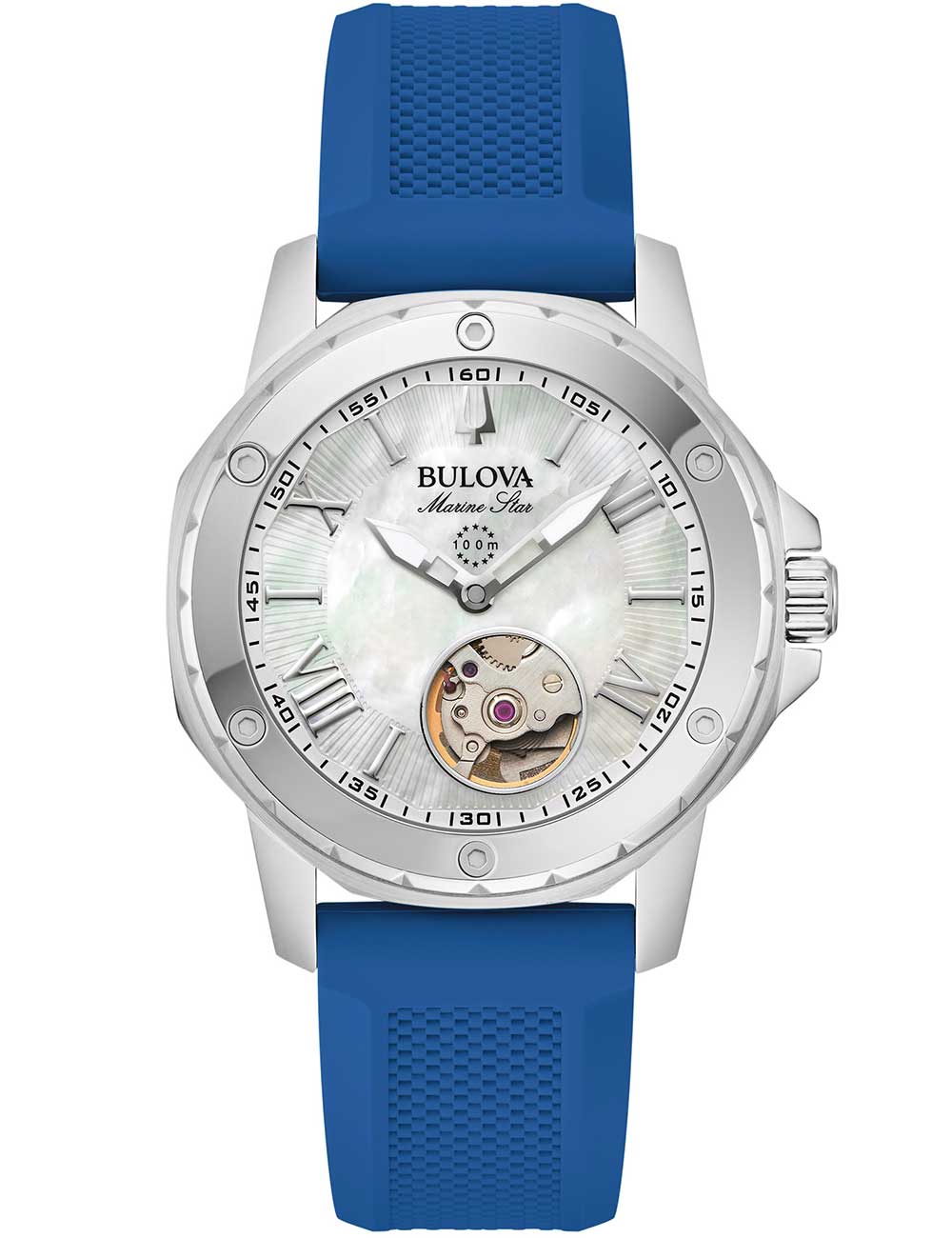 Bulova Marine Star Automatic 96L324 35mm 10 ATM White Dial Women's Watch