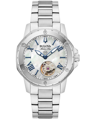 Bulova Marine Star Automatic 96L326 35mm 10 ATM White Dial Women's Watch