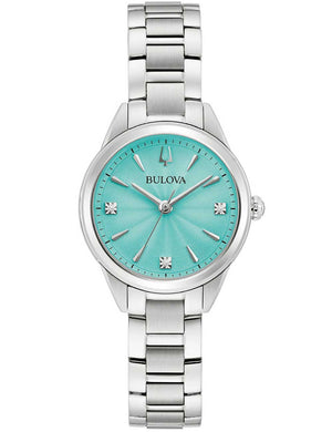 Bulova Sutton Quartz 96P253 28mm 3 ATM Turquoise Dial Women's Watch