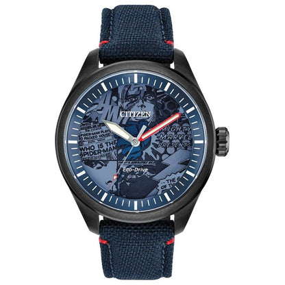 Citizen Marvel Heroes AW2037-04W men's watch with blue dial