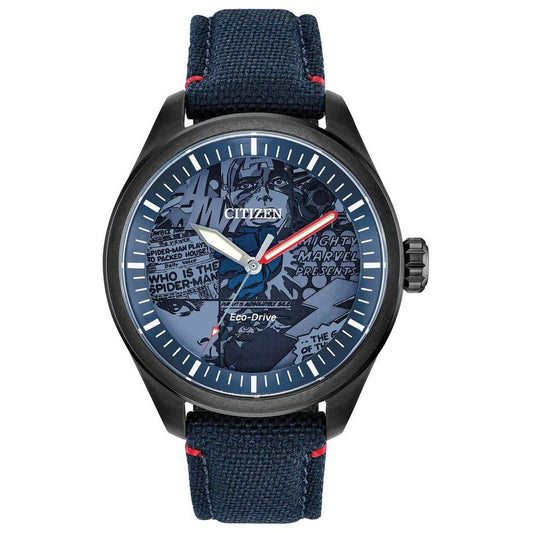 Citizen Marvel Heroes AW2037-04W men's watch with blue dial