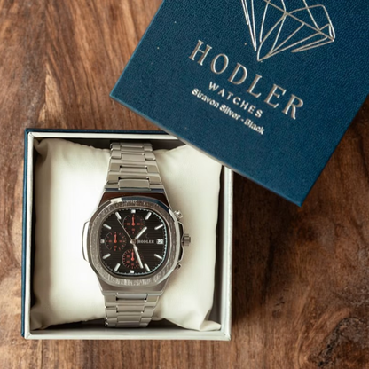 Hodler Stravon Men's Watch 43mm – Silver & Black