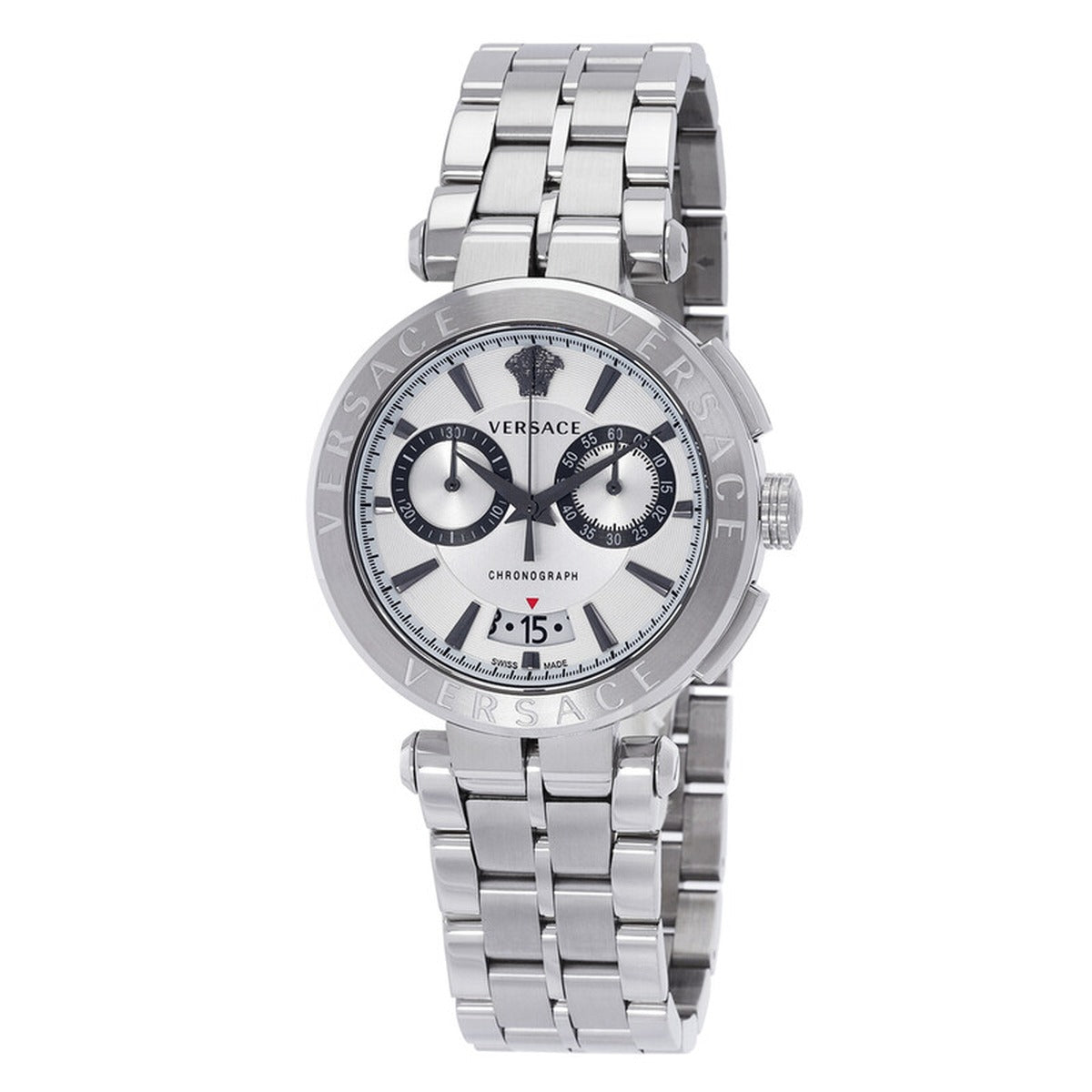 Versace Gold-Tone Stainless Steel Bracelet Silver Grey Dial Chronograph VE1D00419 Men's Watch