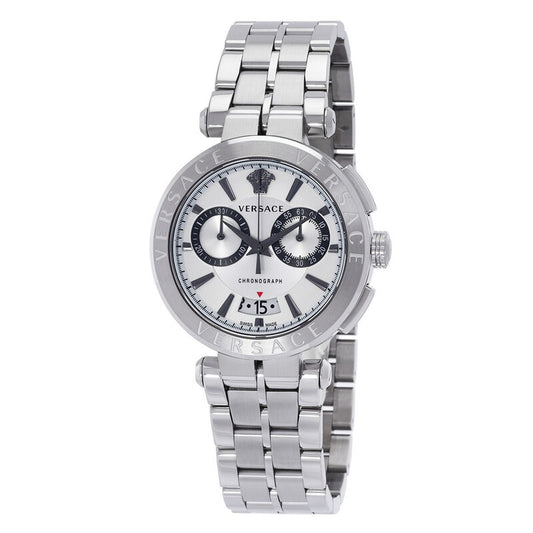 Versace Gold-Tone Stainless Steel Bracelet Silver Grey Dial Chronograph VE1D00419 Men's Watch