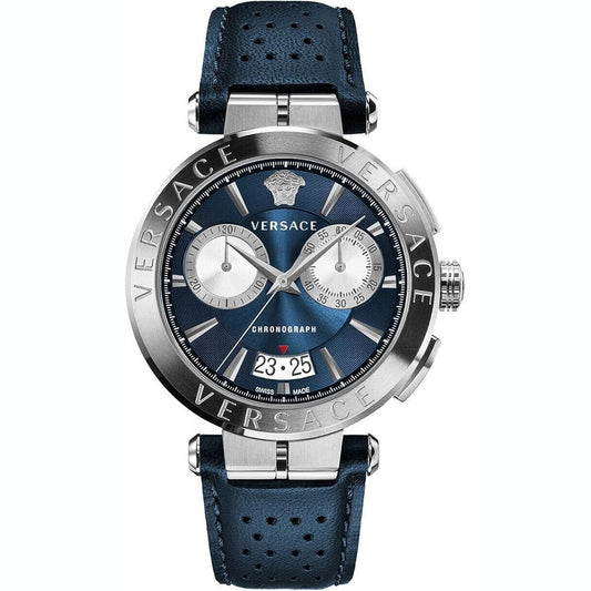 Versace VE1D02223 Men's Quartz Chronograph 45 mm Leather Strap Watch
