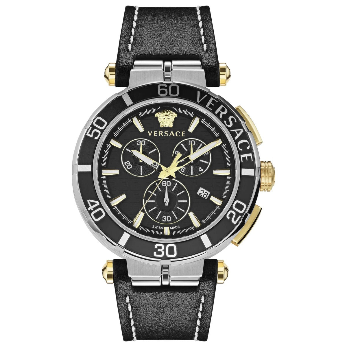 Versace VE3L00222 Men's Quartz Chronograph 45 mm Leather Strap Watch
