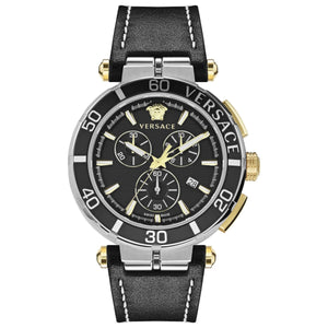 Versace VE3L00222 Men's Quartz Chronograph 45 mm Leather Strap Watch