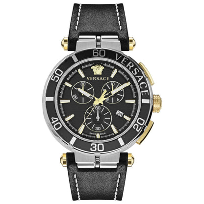 Versace VE3L00222 Men's Quartz Chronograph 45 mm Leather Strap Watch