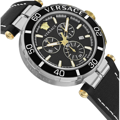 Versace VE3L00222 Men's Quartz Chronograph 45 mm Leather Strap Watch
