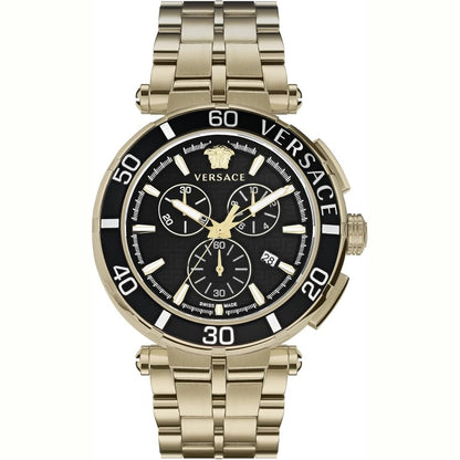 Versace VE3L00522 Men's Quartz Chronograph Gold-Tone 45 mm Stainless Steel Watch