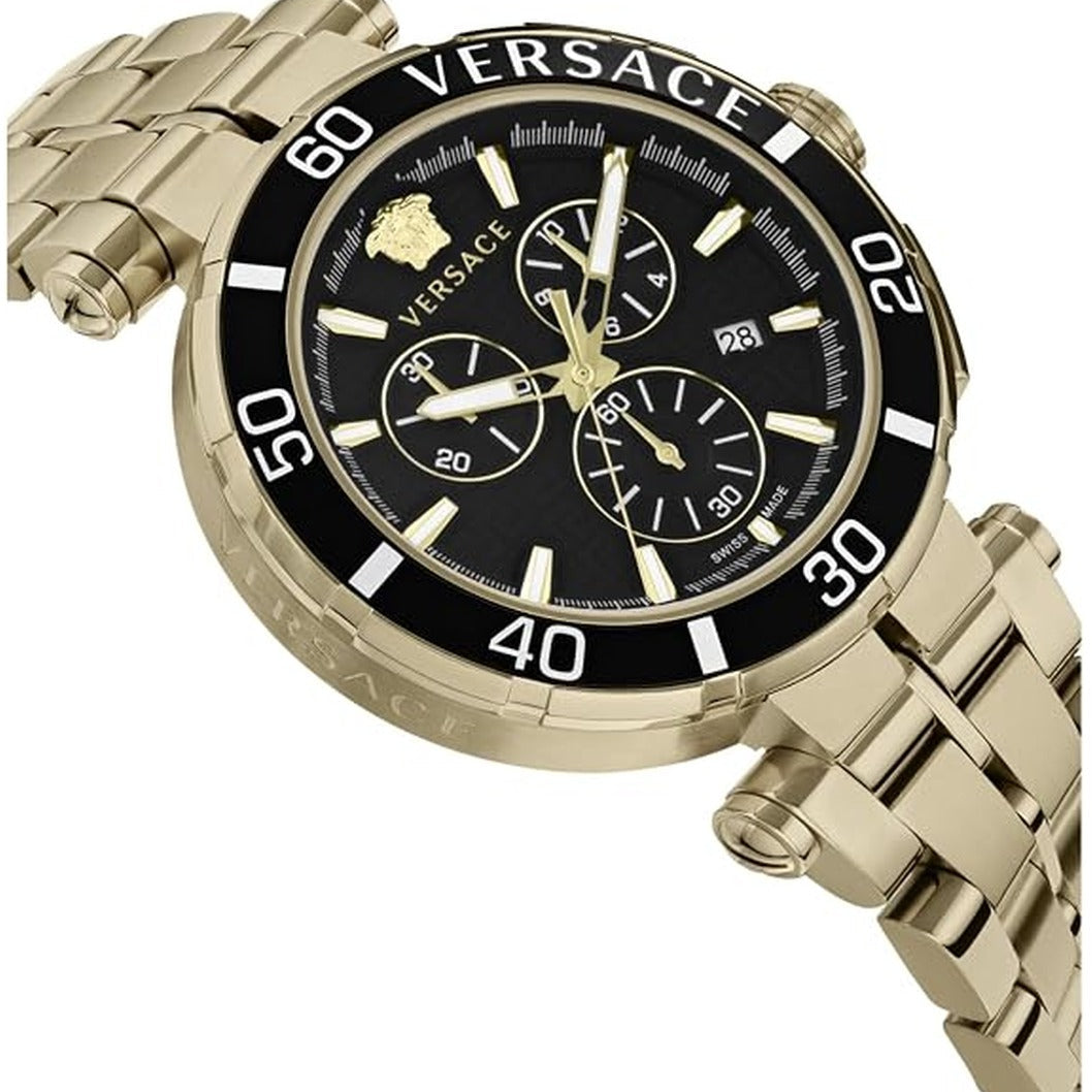 Versace VE3L00522 Men's Quartz Chronograph Gold-Tone 45 mm Stainless Steel Watch