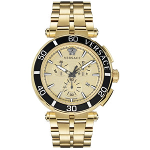 Versace VE3L00622 Men's Quartz Chronograph Gold-Tone 45 mm Stainless Steel Watch