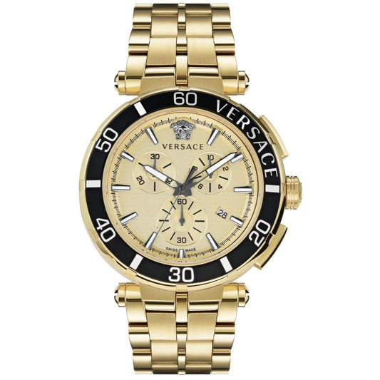 Versace VE3L00622 Men's Quartz Chronograph Gold-Tone 45 mm Stainless Steel Watch