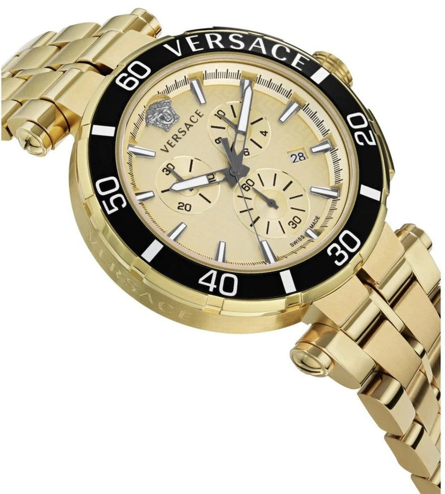 Versace VE3L00622 Men's Quartz Chronograph Gold-Tone 45 mm Stainless Steel Watch