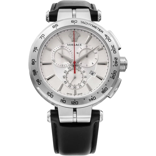 Versace VE6CA0123 Men's Quartz Chronograph 45 mm Leather Strap Watch