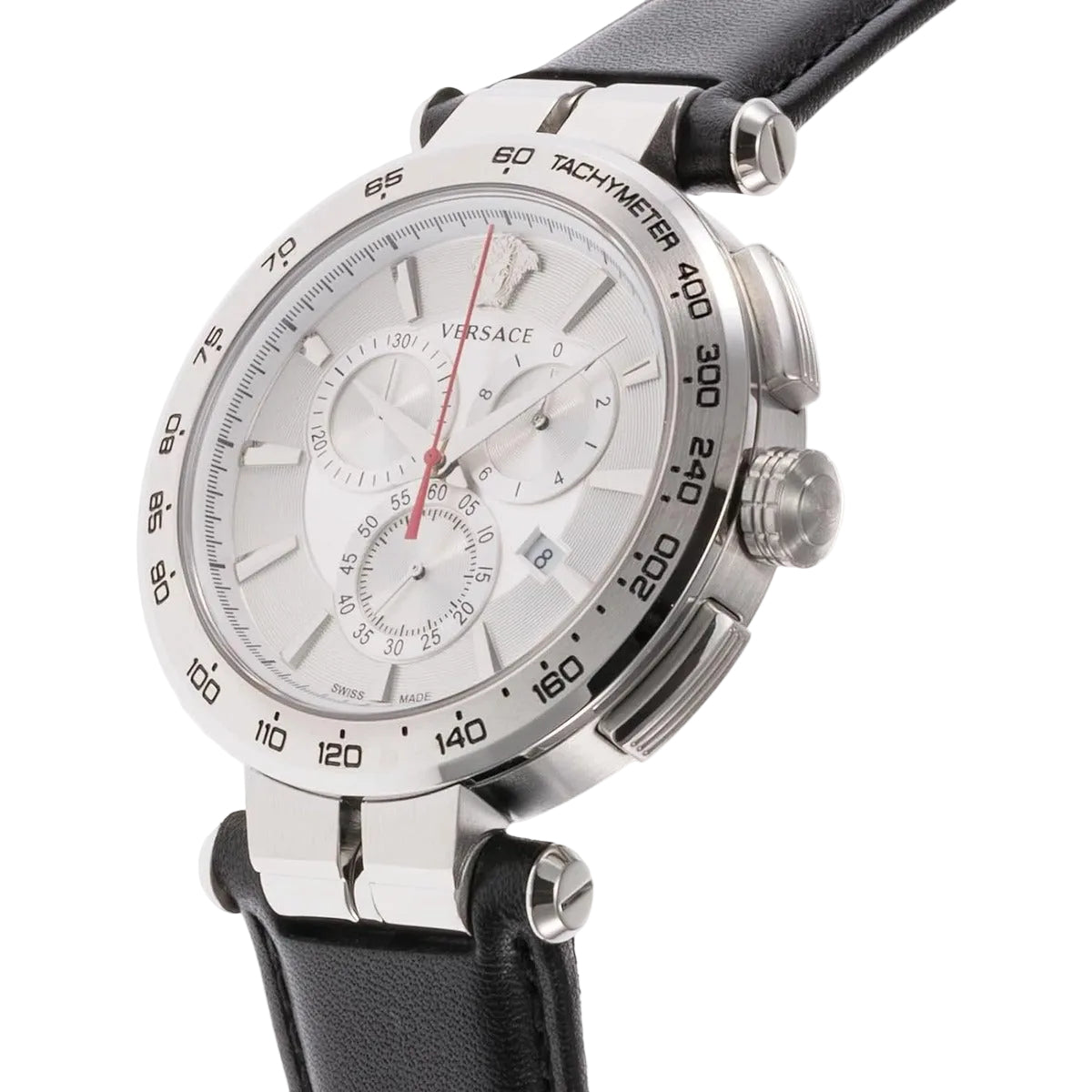 Versace VE6CA0123 Men's Quartz Chronograph 45 mm Leather Strap Watch