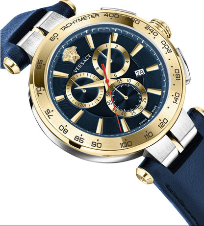 Versace Aion Chrono VE6CA0223 45mm Metal Blue Yellow Gold Dial Men's Watch