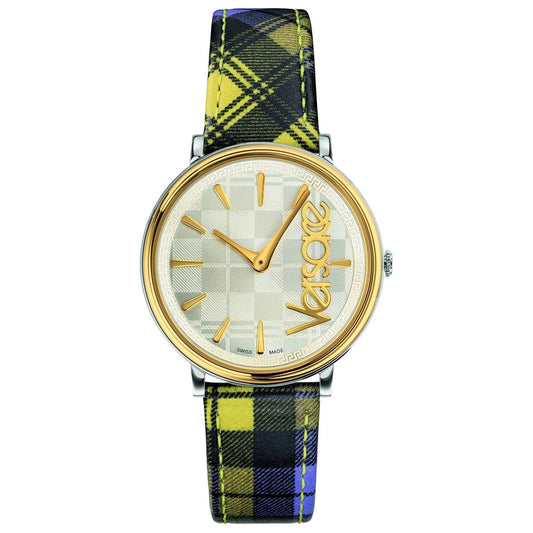 Versace VE8100118 Unisex Quartz Gold-Tone 38 mm Leather Strap Watch