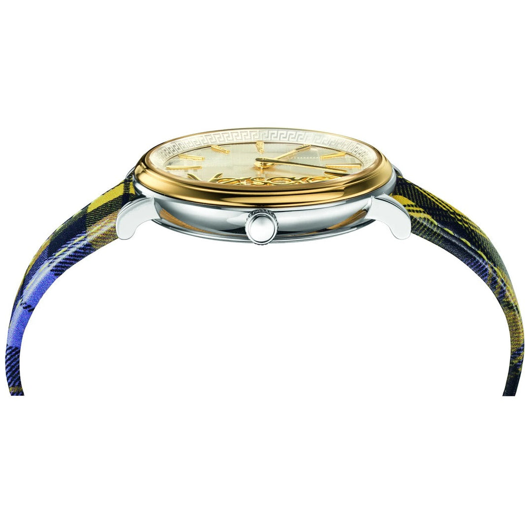 Versace VE8100118 Unisex Quartz Gold-Tone 38 mm Leather Strap Watch