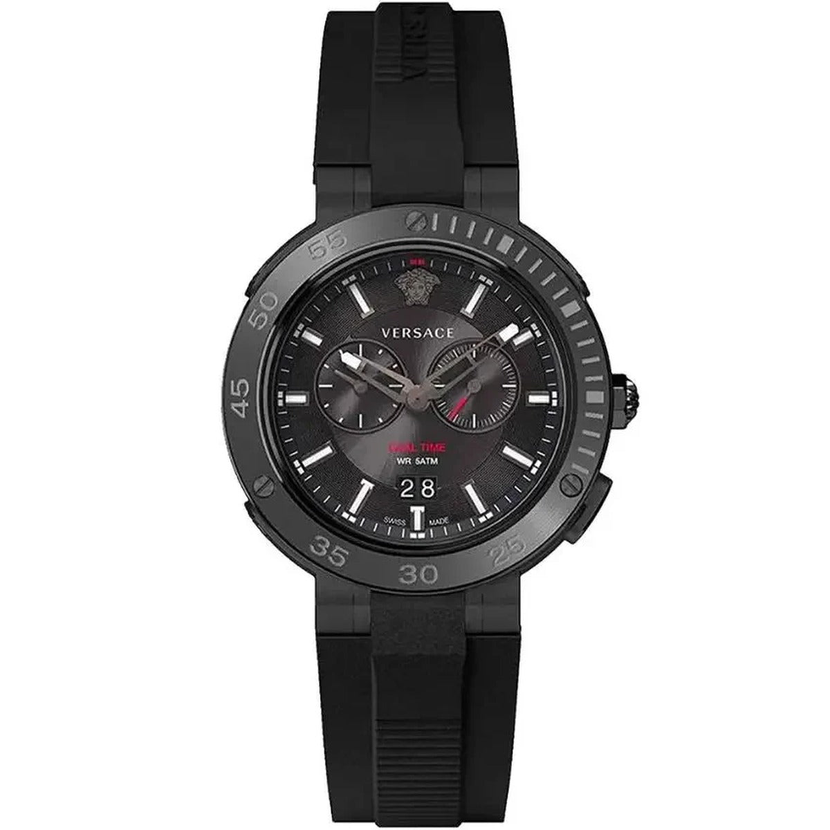 Versace VECN00219 Men's Quartz Dual Time 46 mm Silicone Strap Watch