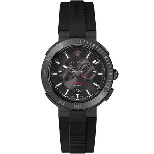 Versace VECN00219 Men's Quartz Dual Time 46 mm Silicone Strap Watch