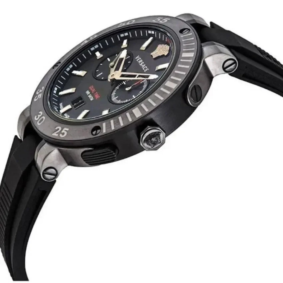 Versace VECN00219 Men's Quartz Dual Time 46 mm Silicone Strap Watch