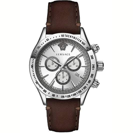 Versace VEV700119 Men's Quartz Chronograph 44 mm Leather Strap Watch
