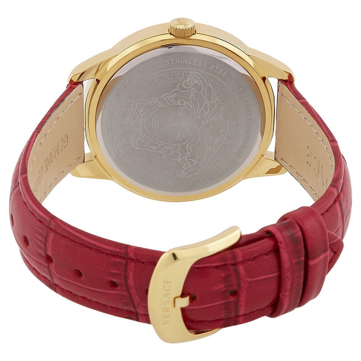Versace VEVC00921 Women's Quartz Gold-Tone 38 mm Leather Strap Watch