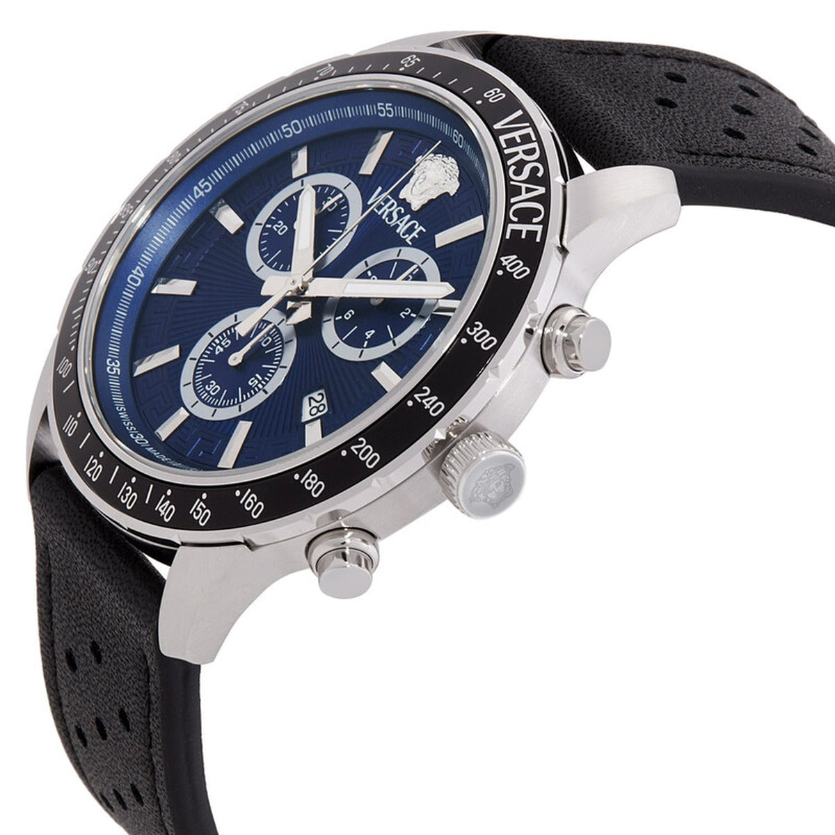 Versace VEZCA0124 Men's Quartz Chronograph 44 mm Leather Strap Watch