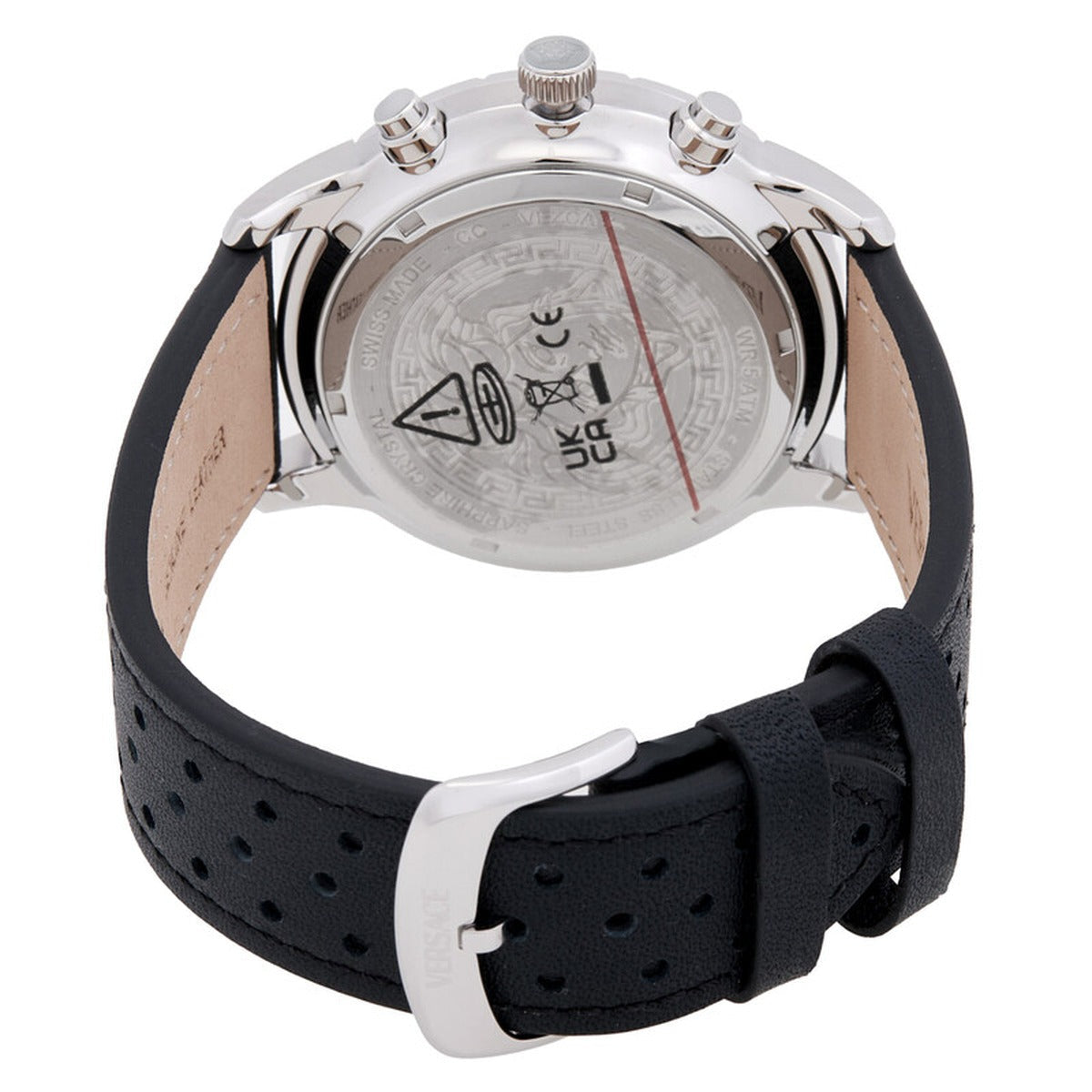 Versace VEZCA0124 Men's Quartz Chronograph 44 mm Leather Strap Watch