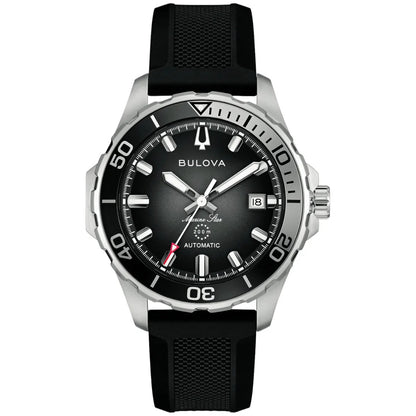 Bulova Stainless Steel Rubber Strap Black Dial 41mm Watch