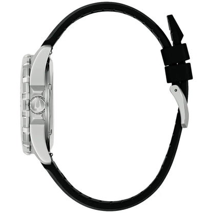 Bulova Stainless Steel Rubber Strap Black Dial 41mm Watch