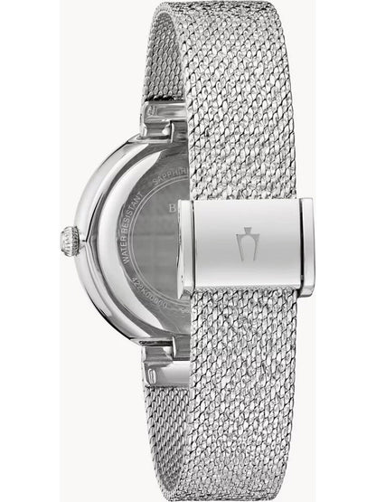 Bulova Crystal Phantom Quartz 96L329 30mm 3 ATM Silver Dial Women's Watch